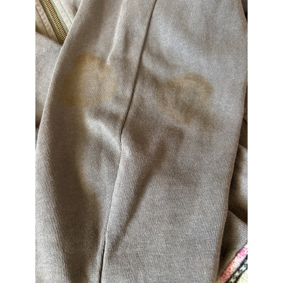 White Crow Size Large Hooded Jacket Full Zip Floral Accents Casual Olive Green - Picture 5 of 7